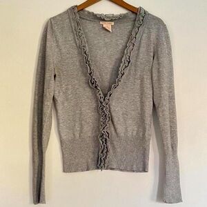 Sweet Romeo Light Gray Ruffled Cardigan